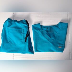 Figs Scrub Set Men's Technical Collection Pants M & Top L Aqua Blue